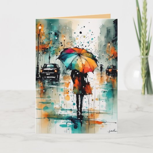 市の夏の雨2 カード (正面)