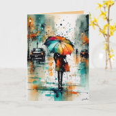 市の夏の雨2 カード (黄色い花)