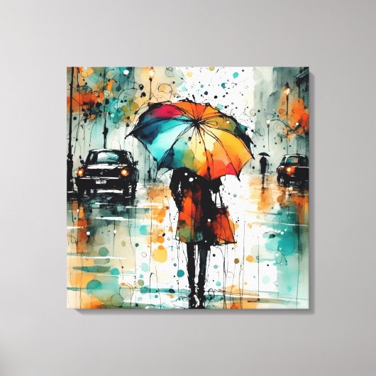 市の夏の雨2 キャンバスプリント (正面)