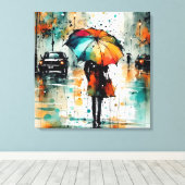 市の夏の雨2 キャンバスプリント (インサイチュ (ウッドフロア))