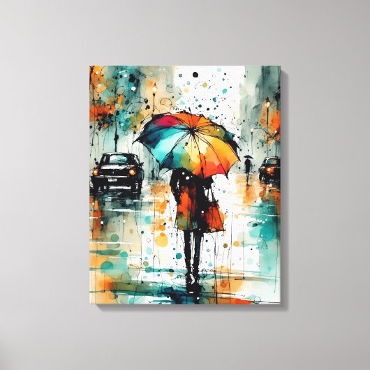 市の夏の雨2 キャンバスプリント (正面)