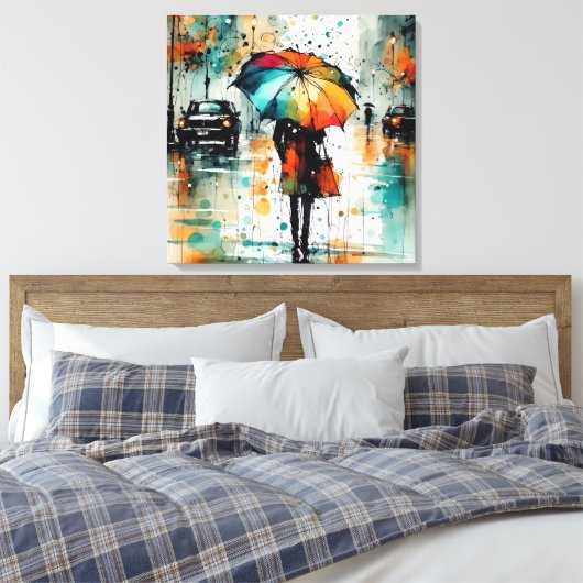 市の夏の雨2 キャンバスプリント (インサイチュ (寝室))