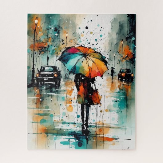 市の夏の雨2 ジグソーパズル (縦)