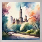 市の絵画公園の水彩画 ポスター (正面)