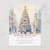 市の通りクリスマスの新しい住所のお知らせ 案内ポストカード (正面)