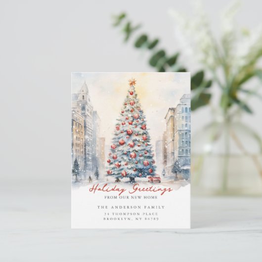 市の通りクリスマスの新しい住所のお知らせ 案内ポストカード (スタンド正面)