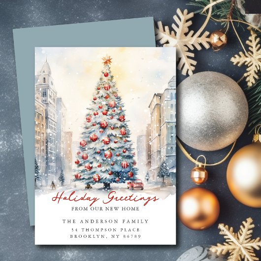 市の通りクリスマスの新しい住所のお知らせ 案内状