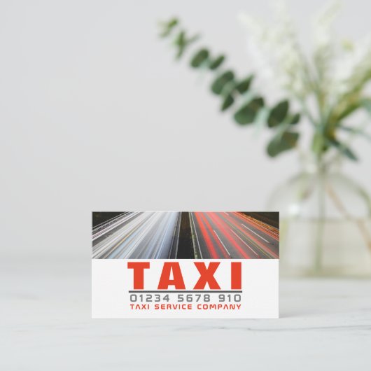 市の通りライト、タクシーのタクシー会社、価格表 名刺 (スタンド正面)