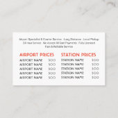 市の通りライト、タクシーのタクシー会社、価格表 名刺 (裏面)