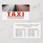 市の通りライト、タクシーのタクシー会社、価格表 名刺 (正面/裏面)