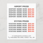 市の通り灯，タクシーのタクシー会社，価格表 チラシ (裏面)