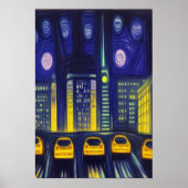 市の黄色の車 | AIアートポスター ポスター (正面)
