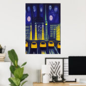 市の黄色の車 | AIアートポスター ポスター (ホームオフィス)