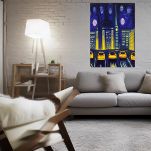 市の黄色の車   AIアートポスター ポスター