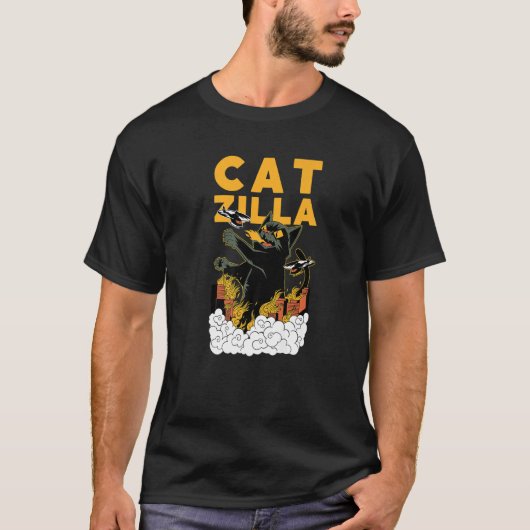 市を破壊するカチラ日本のー怪獣 Tシャツ (正面)