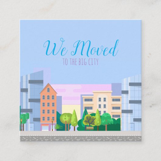 市カラフルのスカイライン私たちは自宅住所の変更を移動 スクエア名刺 (正面)