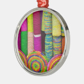 市カラフル場のかご メタルオーナメント (左)