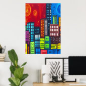 市カラフル芸 | AIアートポスター ポスター (ホームオフィス)