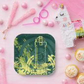 市グランジ図 ペーパープレート (パーティー)