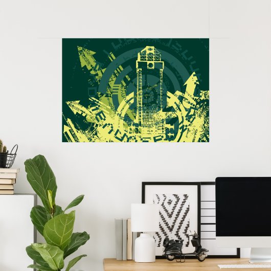 市グランジ図 ポスター (ホームオフィス)