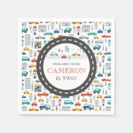 市モダン交通誕生日パーティー スタンダードカクテルナプキン