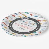 市モダン交通誕生日パーティー ペーパープレート (アングル)