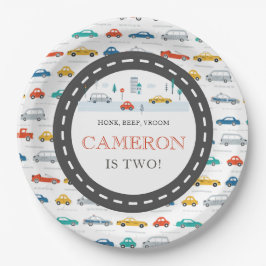 市モダン交通誕生日パーティー ペーパープレート