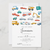 市モダン交通誕生日パーティー 招待状 (正面)