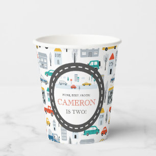 市モダン交通誕生日パーティー 紙コップ