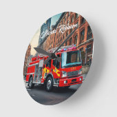 市モダン内の消防車 ラウンド壁時計 (傾斜)