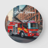 市モダン内の消防車 ラウンド壁時計 (正面)