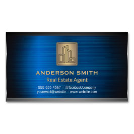 市モダン建物ロゴ金ゴールドメタリック背景 マグネット名刺