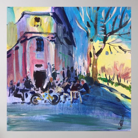 市モダン絵を描のカフェ ポスター (正面)