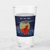 市不気味の上空の女性ライトブルースカイ タンブラーグラス (裏面)