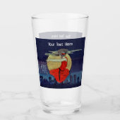 市不気味の上空の女性ライトブルースカイ タンブラーグラス (正面)