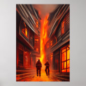 市中が焼けている | AIアートポスター ポスター (正面)