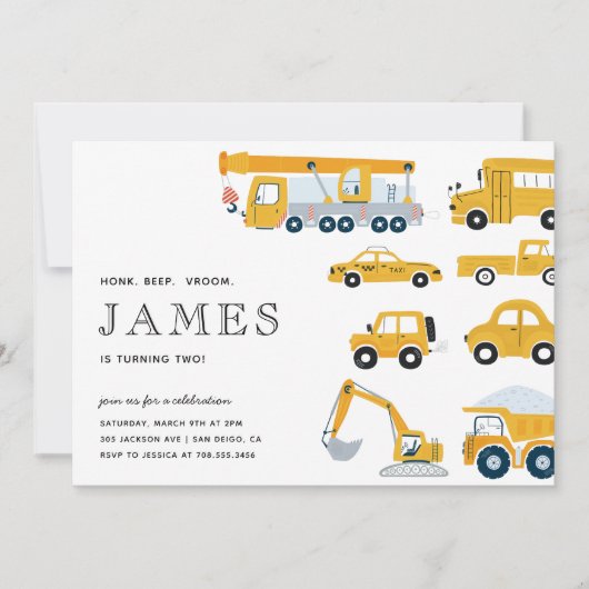 市交通少年イエローセカンド誕生日 招待状 (正面)