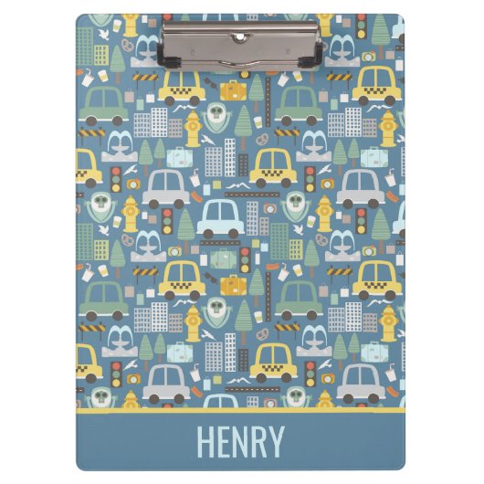 市交通機関のパーソナライズされた子ども クリップボード (正面)