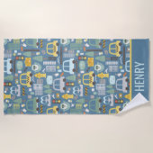 市交通機関のパーソナライズされた子ども ビーチタオル (正面)