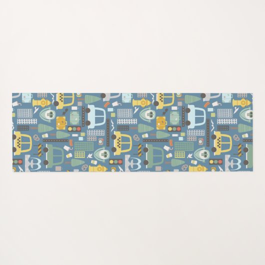 市交通機関のパーソナライズされた子ども ヨガマット (裏面(横))