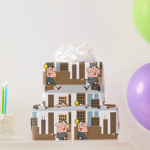 市内でビジネスマンが集まる ラッピングペーパー