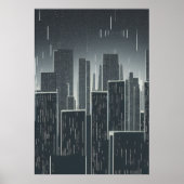 市内で雨が降っている | AIアートポスター ポスター (正面)