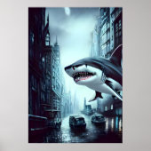 市内のサメ | AIアートポスター ポスター (正面)