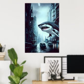 市内のサメ | AIアートポスター ポスター (ホームオフィス)