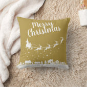 市内のサンタのそり飛んでいるとトナカイ クッション (ブランケット)