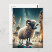市内のスケートボード羊 ポストカード (正面/裏面)