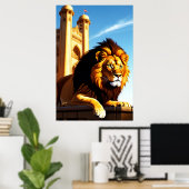 市内のライオン | AI Art ポスター (ホームオフィス)