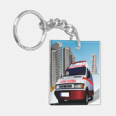 市内の救急車 キーホルダー (正面左)