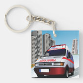 市内の救急車 キーホルダー (正面)