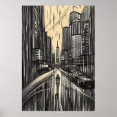 市内の雨 | AIアートポスター ポスター (正面)